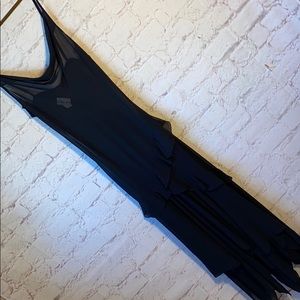 CHICAS USA RUFFLED LAYERED BLACK SHEER DRESS SLIP